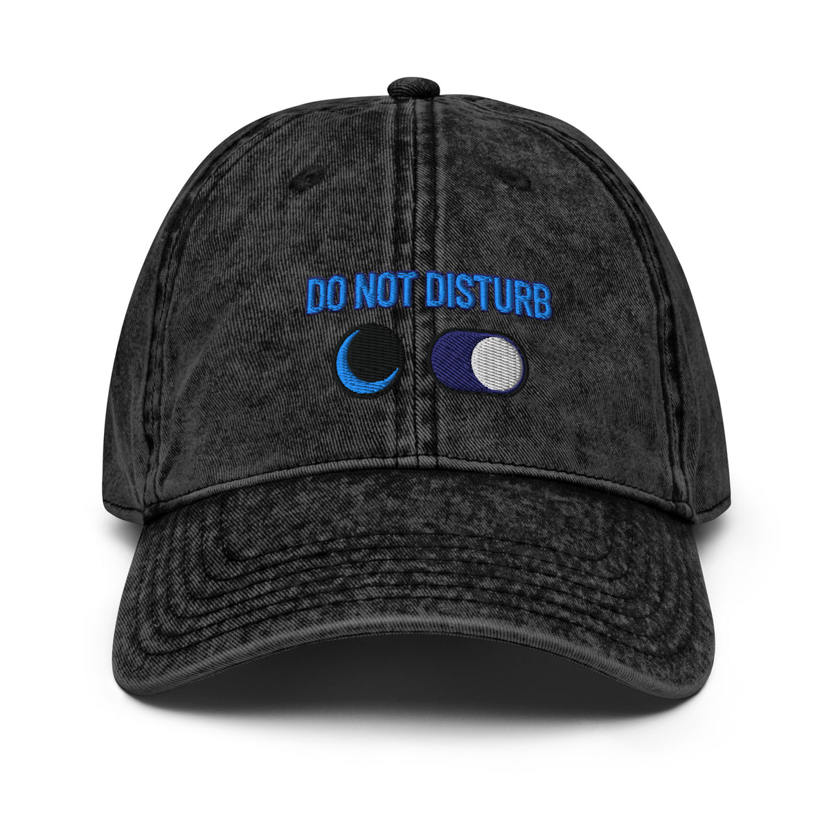 Do Not Disturb – Vintage Cap in Schwarz, Vorderansicht